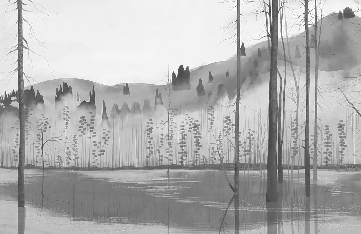 Papier peint mural Arbres & Collines II - Le meilleur Papier peint panoramique Sur mesure