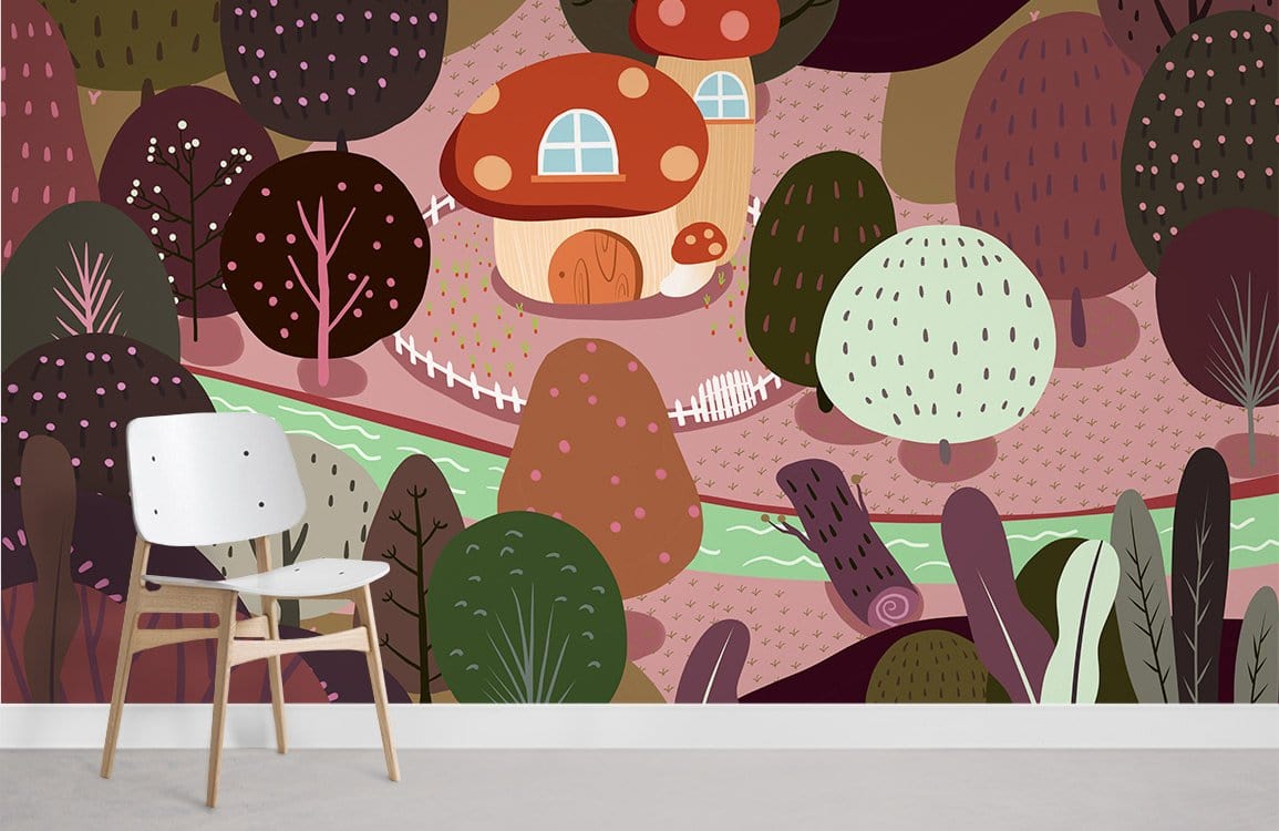 Papier peint mural Arbres de dessin animé II - Le meilleur Papier peint panoramique Sur mesure