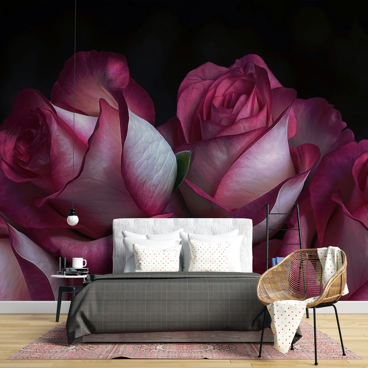 Papier peint mural Arome de Rose avec roses roses roses dans une chambre élégante