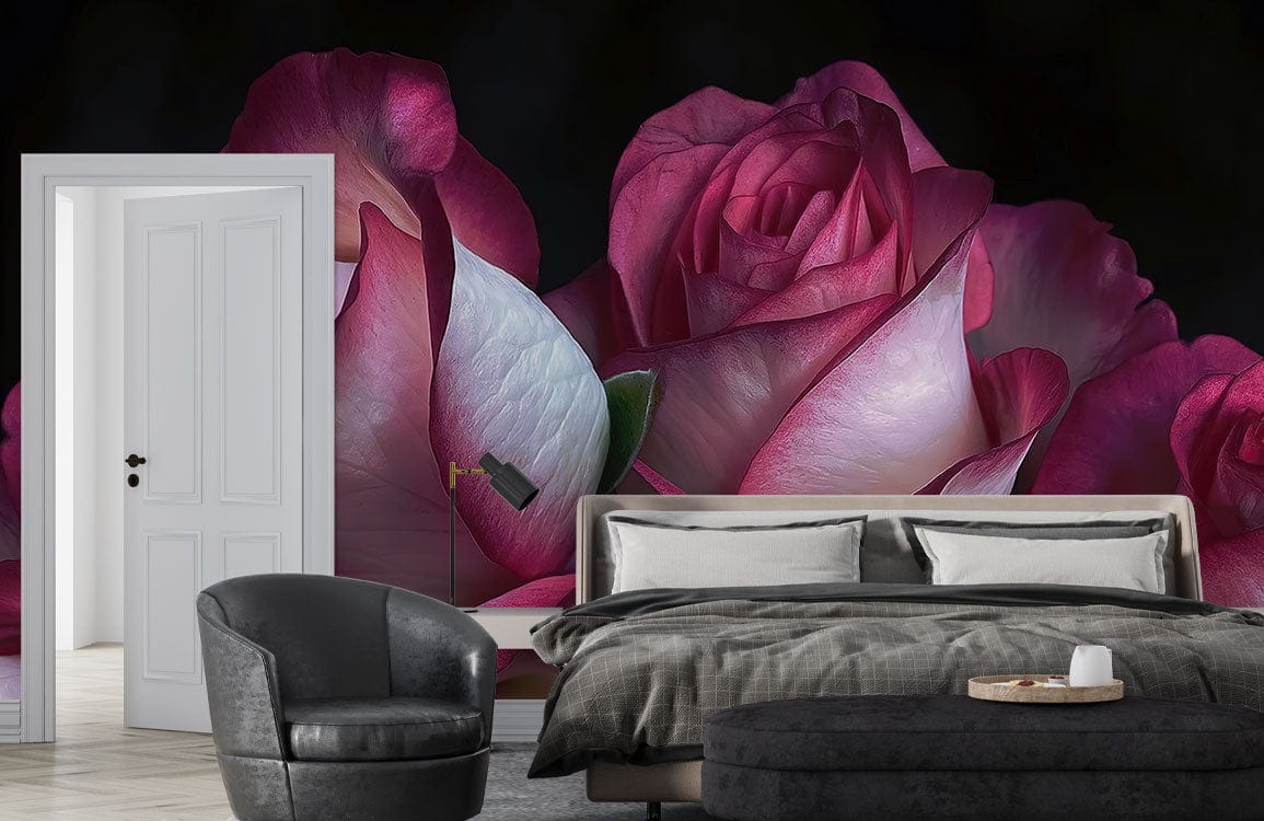 Papier peint mural Arome de Rose avec grande fresque florale pour chambre élégante