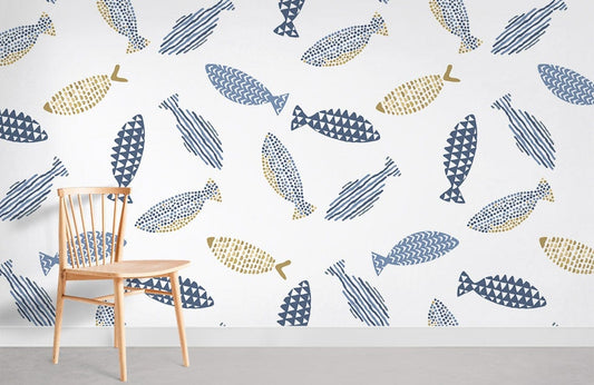 Papier peint mural Art Déco avec motifs de poissons - Le meilleur Papier peint panoramique Sur mesure