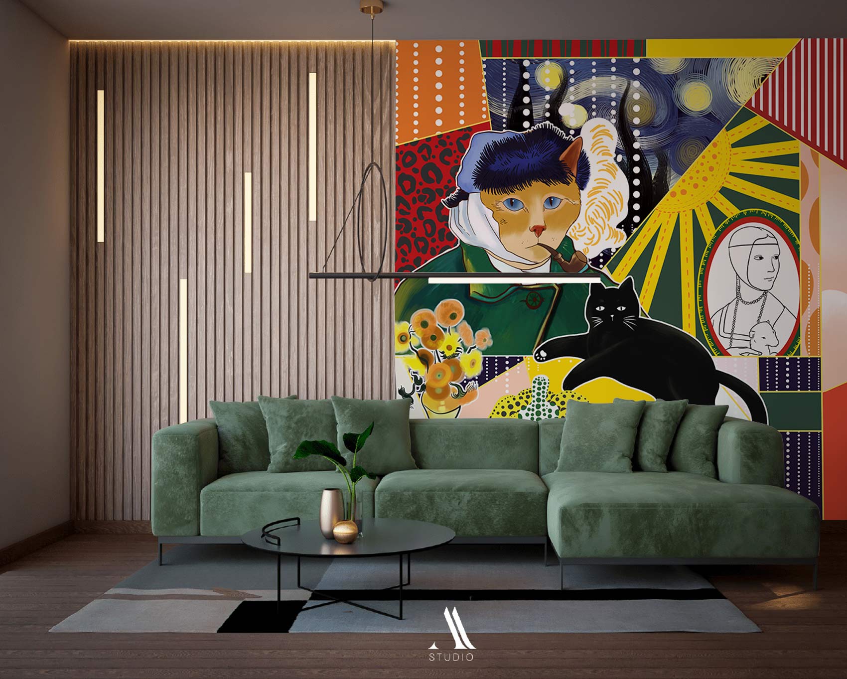 Papier peint mural artistique de peinture - Le meilleur Papier peint panoramique Sur mesure