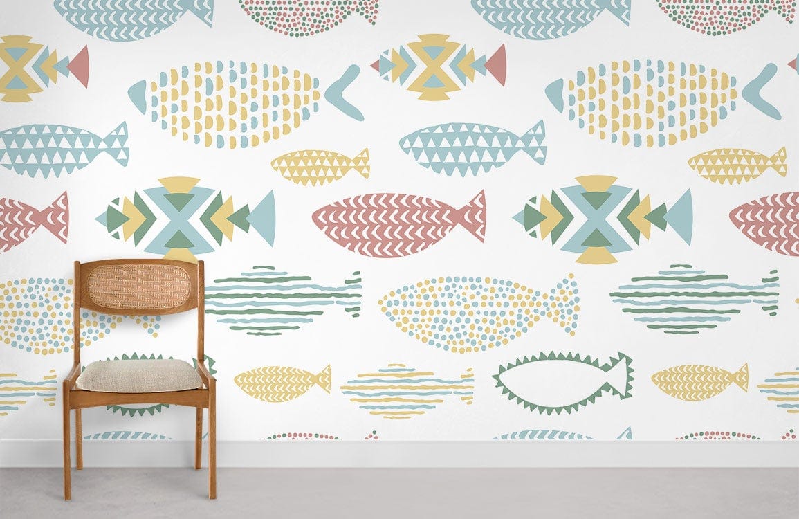 Papier peint mural artistique de poissons - Le meilleur Papier peint panoramique Sur mesure