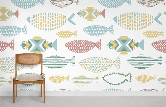 Papier peint mural artistique de poissons - Le meilleur Papier peint panoramique Sur mesure