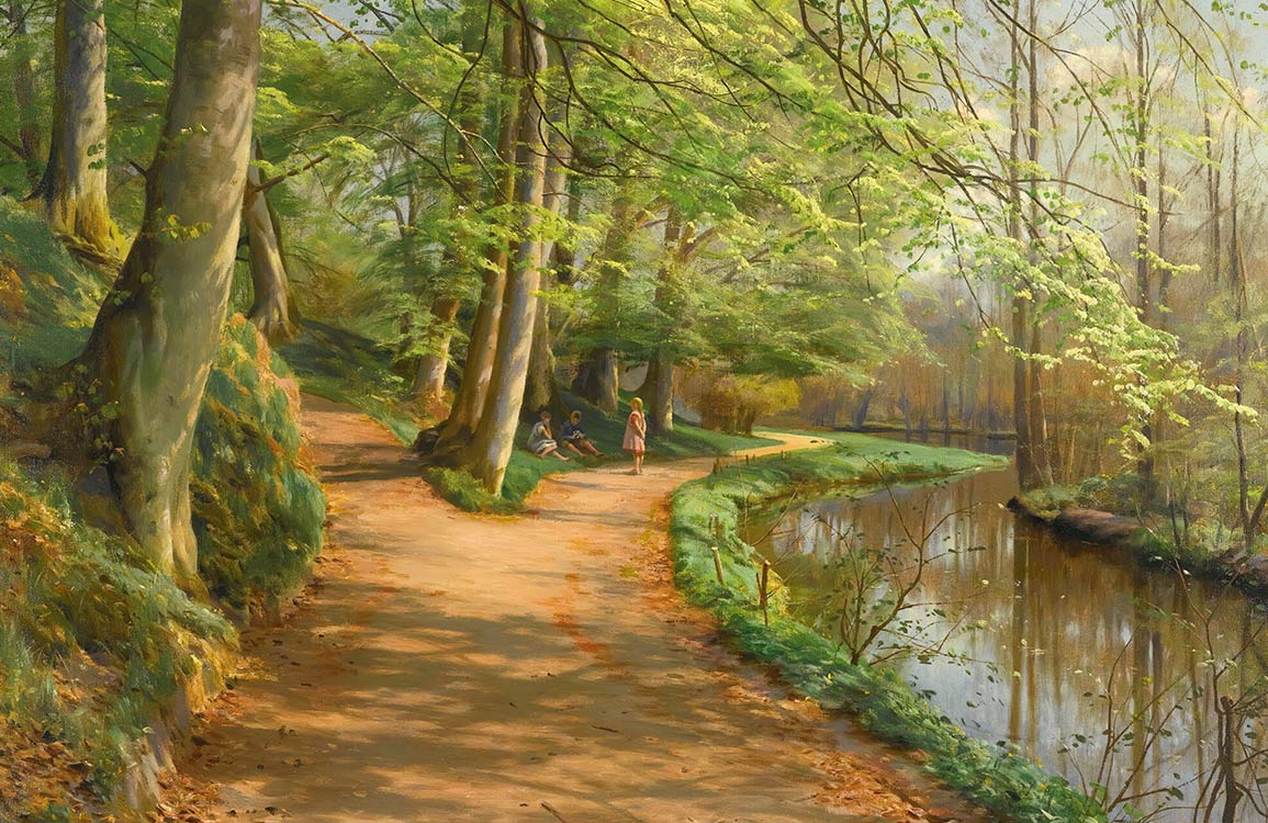 Papier peint mural artistique de ruisseau en forêt - Le meilleur Papier peint panoramique Sur mesure