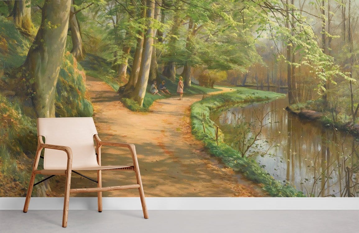 Papier peint mural artistique de ruisseau en forêt - Le meilleur Papier peint panoramique Sur mesure
