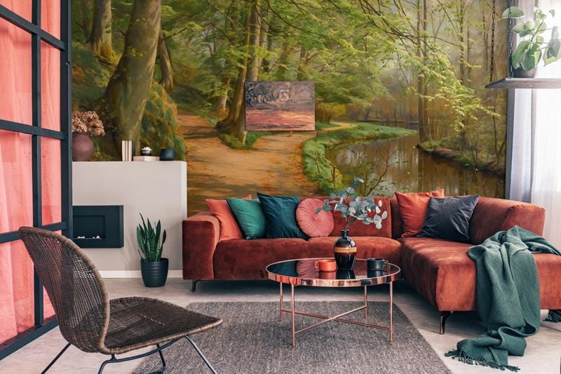 Papier peint mural artistique de ruisseau en forêt - Le meilleur Papier peint panoramique Sur mesure
