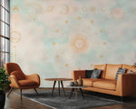 Peinture murale astrologie bleue Soleil et symboles célestes mystiques - Vignette | Mr Papier Peint