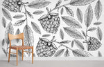 Papier peint mural aux framboises dessinées au trait - Vignette | Mr Papier Peint