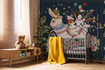 Papier peint mural avec des lapins, des fleurs et une fille - Vignette | Mr Papier Peint