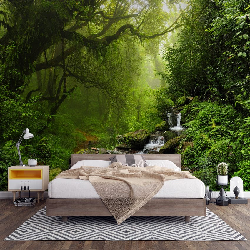 Papier peint mural jungle pour chambre avec décor personnalisé et papier peint panoramique