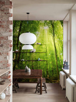 Papier peint panoramique forêt lumière ambiance nature apaisante - Vignette | Mr Papier Peint
