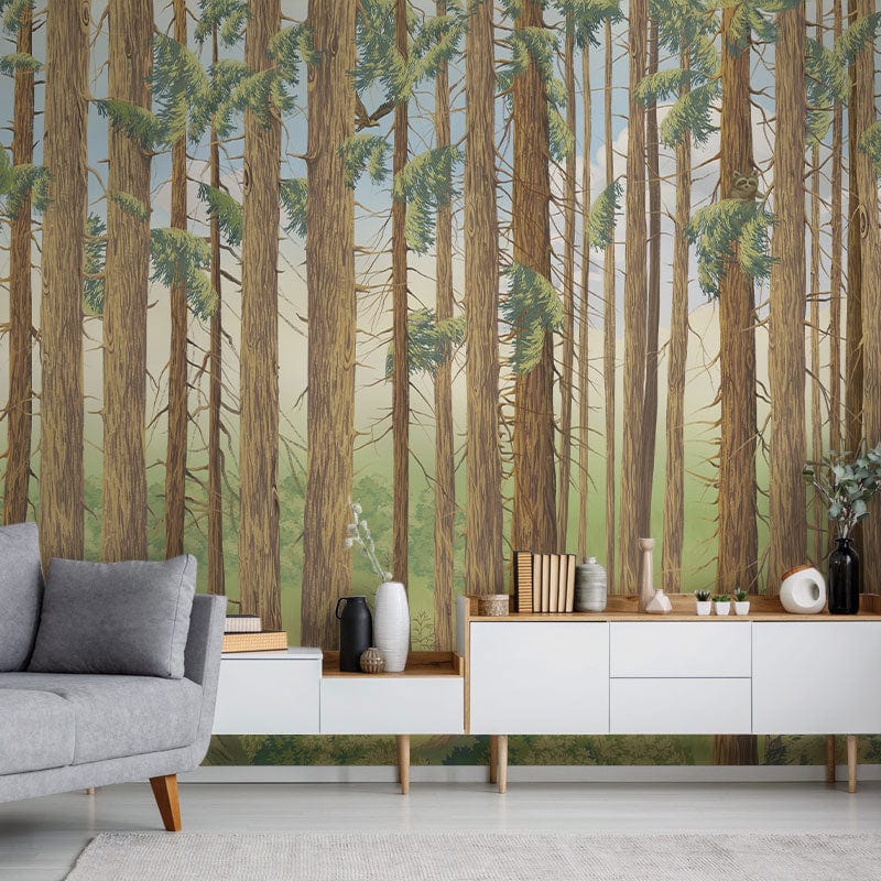 Papier peint mural avec des troncs d’arbres denses - Le meilleur Papier peint panoramique Sur mesure