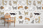 Papier peint mural avec dessins de chats en traits - Vignette | Mr Papier Peint