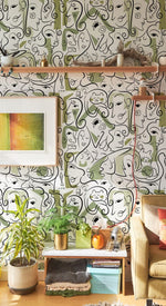 Mural aux fascinantes faces vertes pour une chambre naturelle et vivifiante - Vignette | Mr Papier Peint
