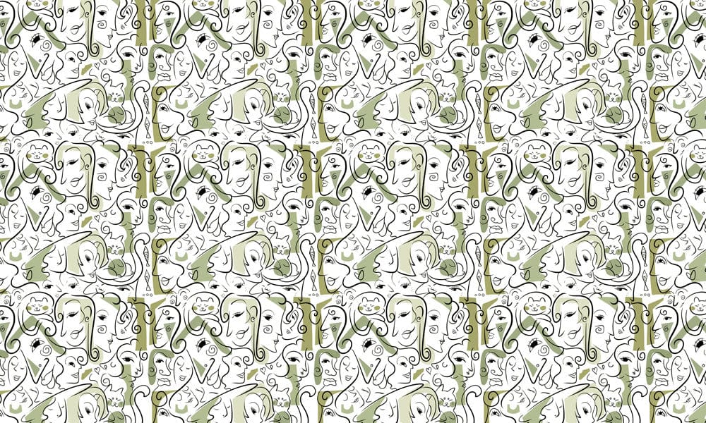 Seamless pattern de faces vertes sur un peint mural aux fascinantes pour décoration intérieure