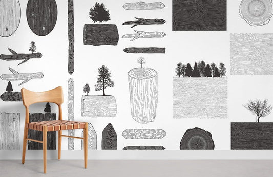 Papier peint mural avec formes en bois - Le meilleur Papier peint panoramique Sur mesure