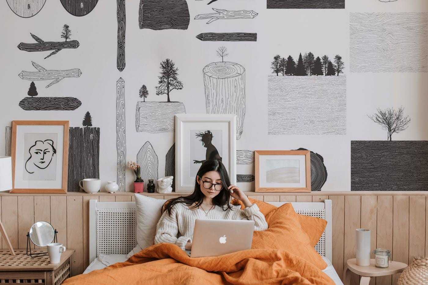 Papier peint mural avec formes en bois - Le meilleur Papier peint panoramique Sur mesure