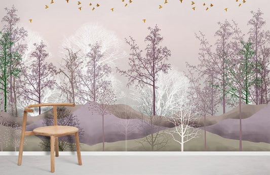 Papier peint mural avec motif d’arbres - Le meilleur Papier peint panoramique Sur mesure