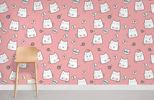 Papier peint mural avec motif de chat saluant - Le meilleur Papier peint panoramique Sur mesure