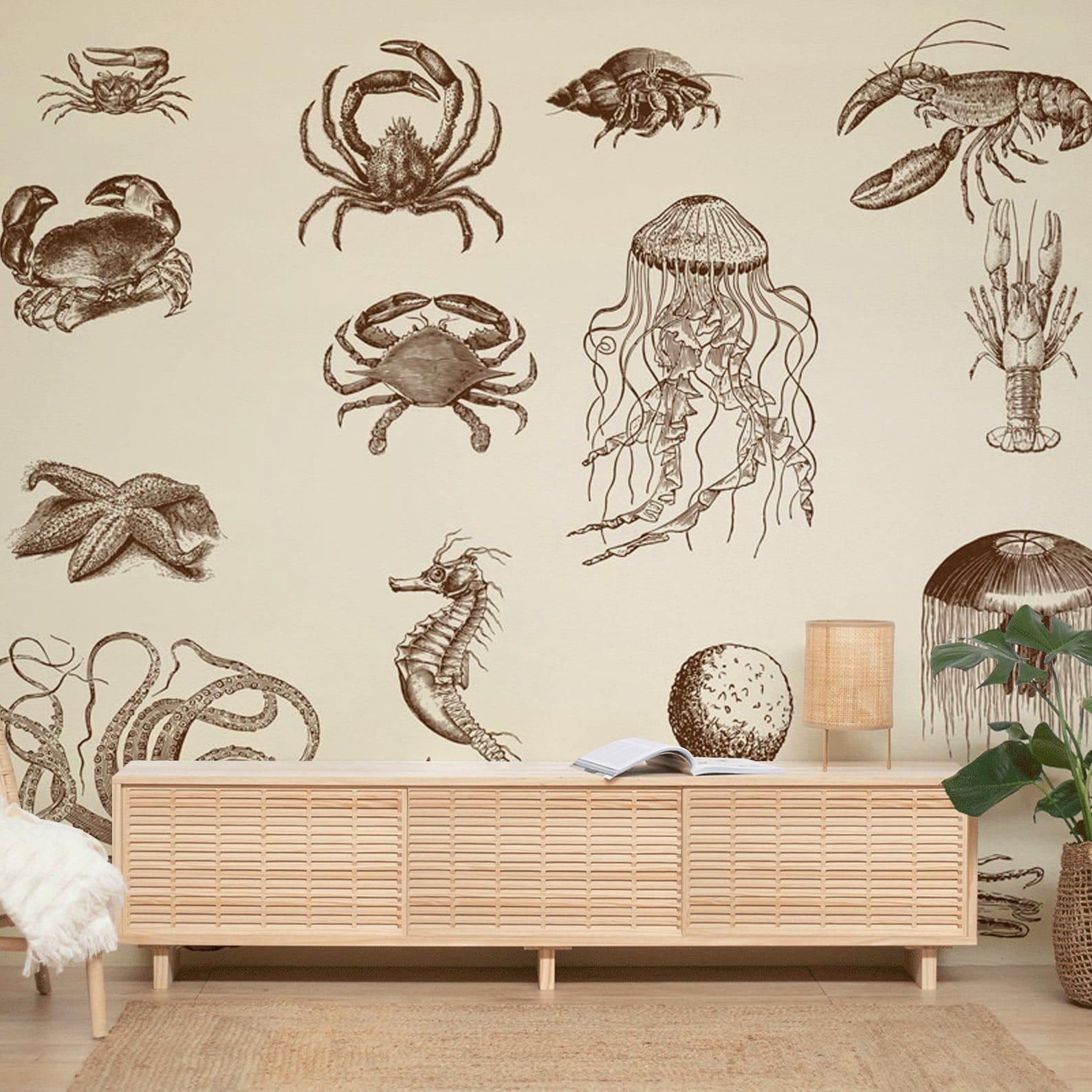 Papier peint mural avec motifs d’animaux marins - Le meilleur Papier peint panoramique Sur mesure