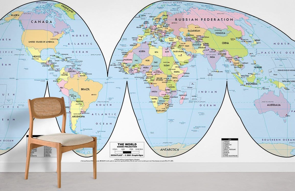 Papier peint mural avec projection de Goode - Le meilleur Papier peint panoramique Sur mesure