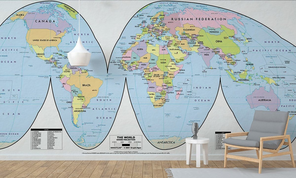 Papier peint mural avec projection de Goode - Le meilleur Papier peint panoramique Sur mesure