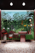 Papier peint panoramique forêt luxuriante et orang-outans - Vignette | Mr Papier Peint
