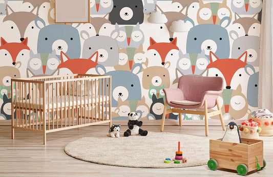 Papier peint mural avec visages d’animaux - Le meilleur Papier peint panoramique Sur mesure