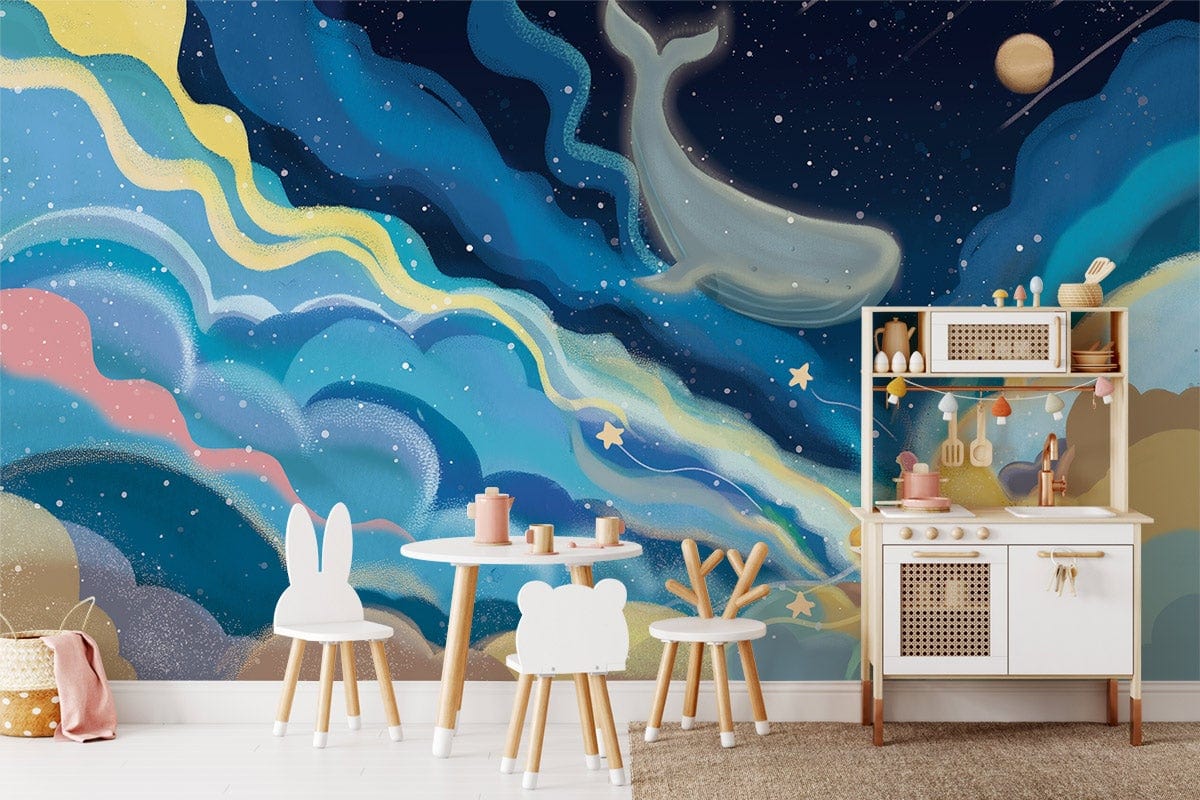 Papier peint mural Baleine & Étoile filante - Le meilleur Papier peint panoramique Sur mesure