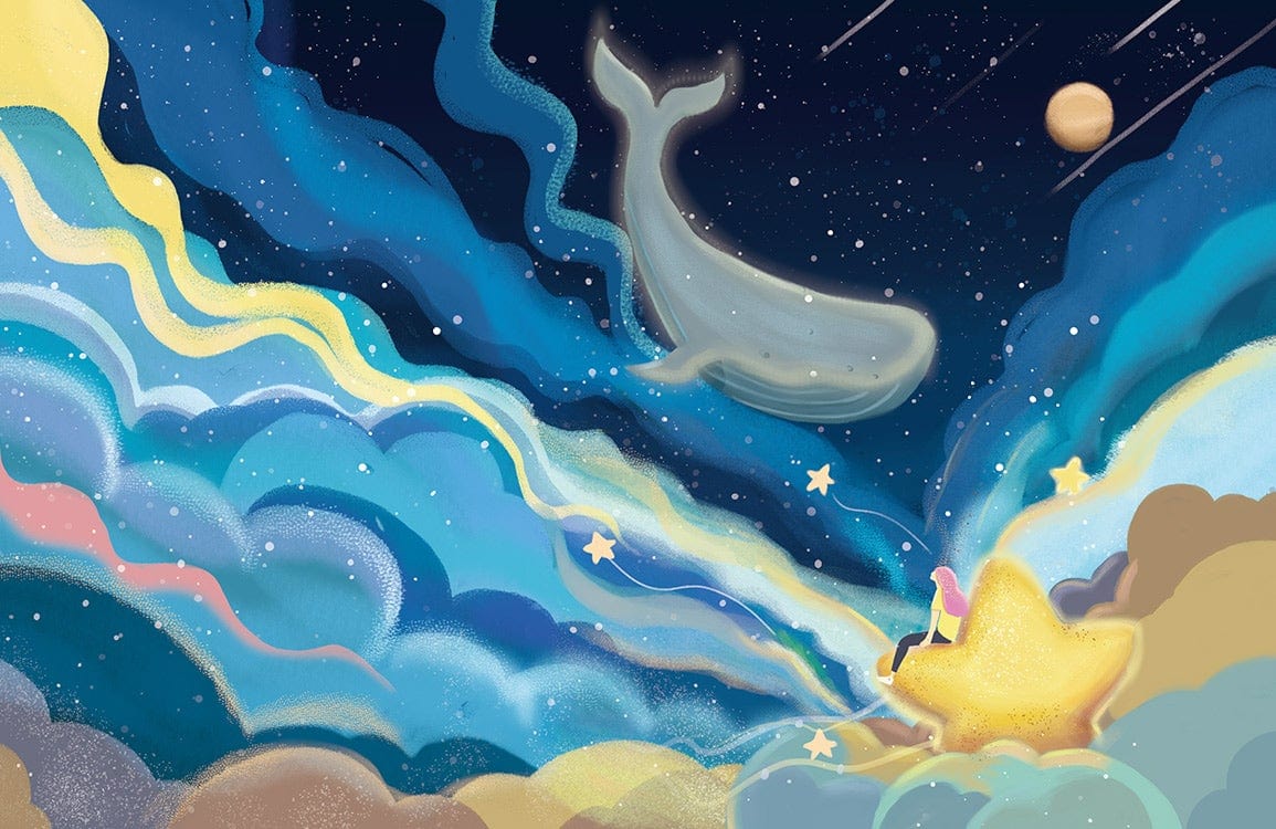 Papier peint mural Baleine & Étoile filante - Le meilleur Papier peint panoramique Sur mesure