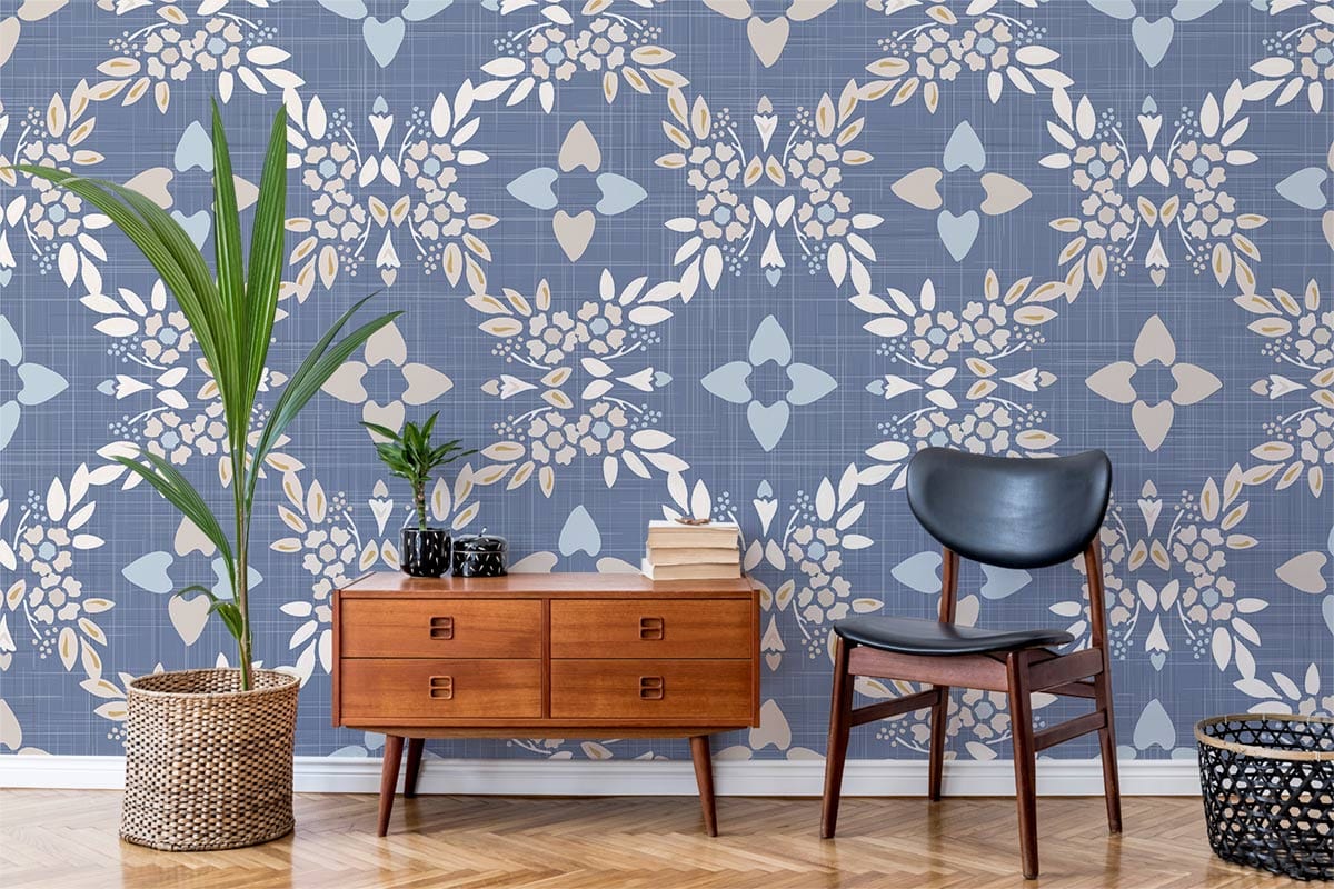 Papier peint mural Batik bleu - Le meilleur Papier peint panoramique Sur mesure