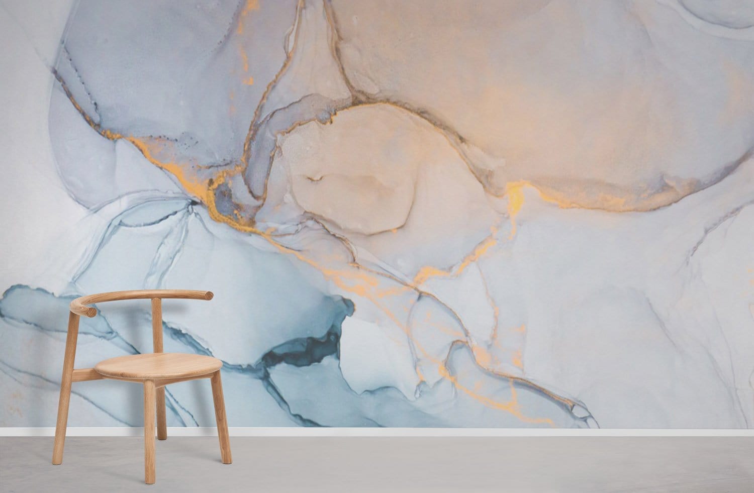 Papier peint mural bleu rêveur et or - Le meilleur Papier peint panoramique Sur mesure