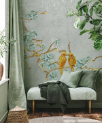 Élégance florale avec papier peint mural branche dorée aiguisée - Vignette | Mr Papier Peint