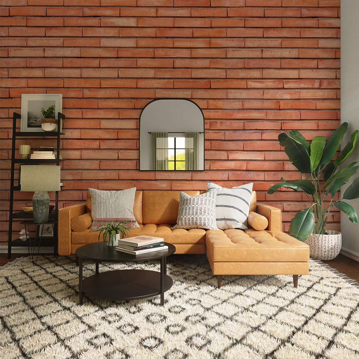 Papier peint mural briques orange - Le meilleur Papier peint panoramique Sur mesure