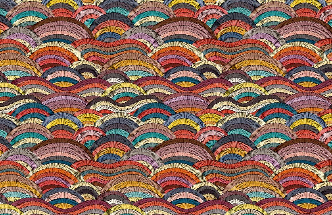Papier Peint Mural Broderie de Vague - Le meilleur Papier peint panoramique Sur mesure