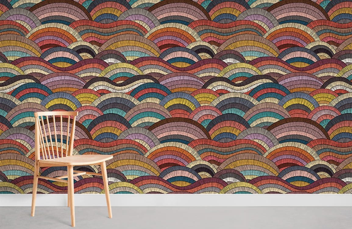 Papier Peint Mural Broderie de Vague - Le meilleur Papier peint panoramique Sur mesure