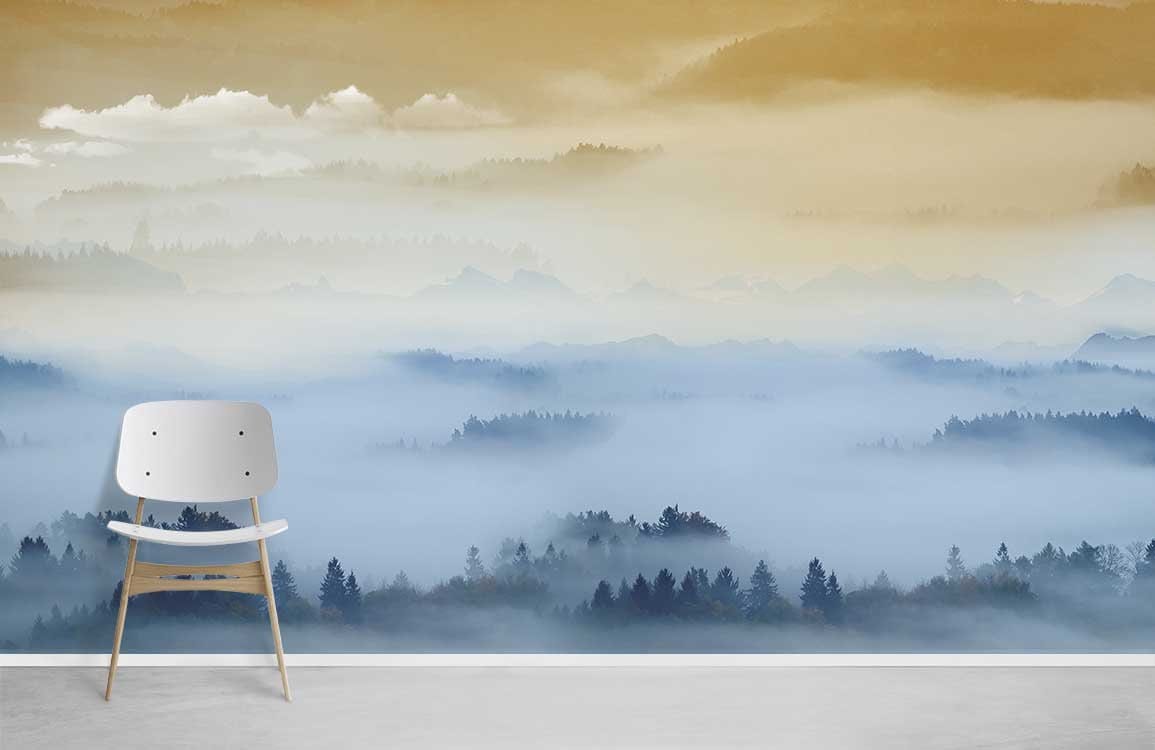 Papier Peint Mural Brouillard en Forêt - Le meilleur Papier peint panoramique Sur mesure