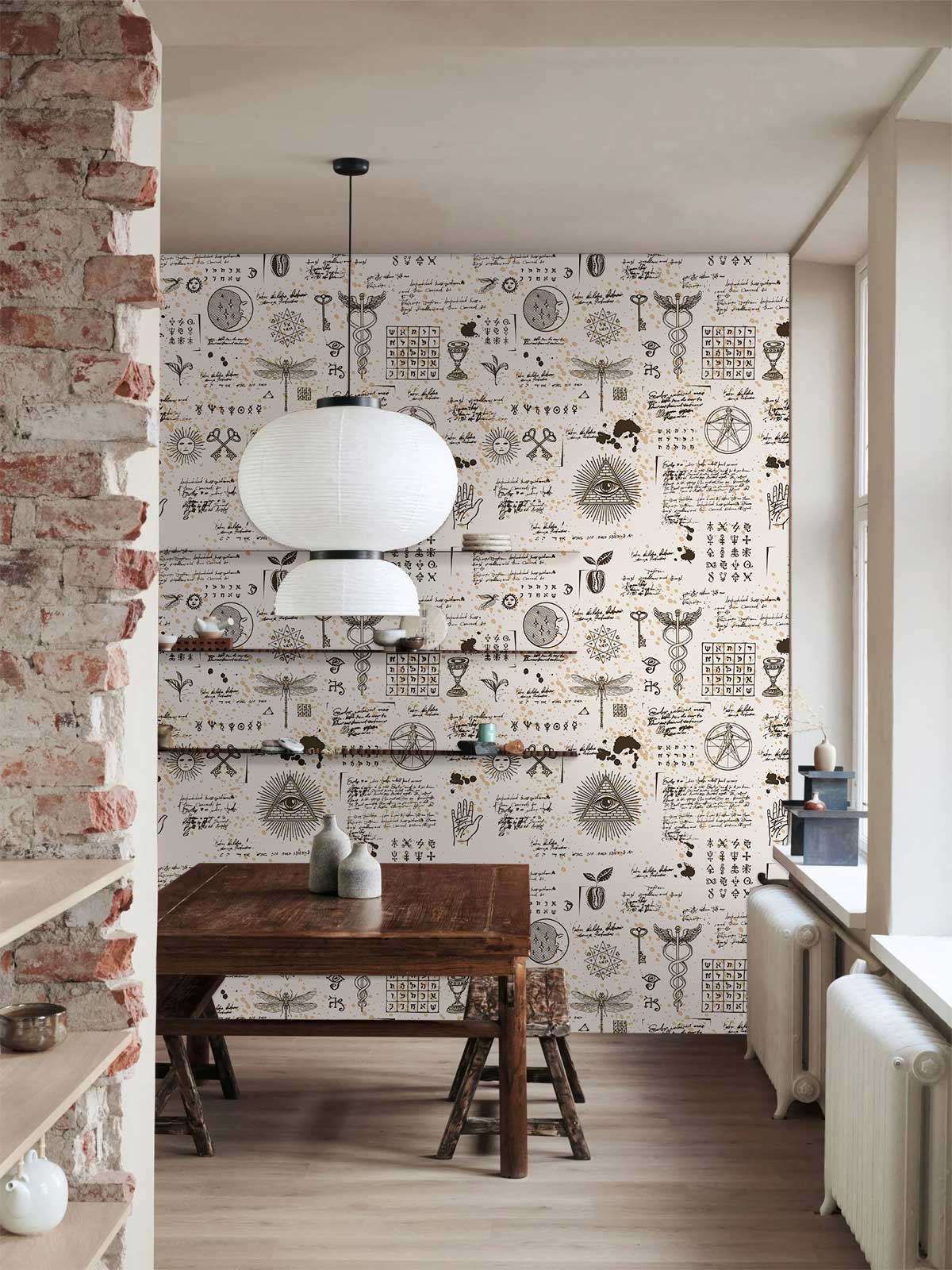 Peint mural cabale Égyptienne II dans une salle à manger avec papier peint mural élégant