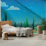 Papier peint mural Cactus Nuit Étoilée - Vignette | Mr Papier Peint