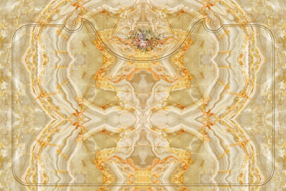 Peinture murale en marbre avec motif floral pour cadre royal papier peint mural