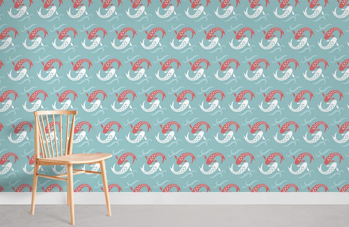Papier Peint Mural Carp Play II - Le meilleur Papier peint panoramique Sur mesure