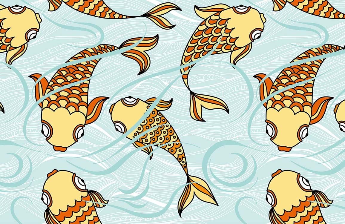 Motif seamless de koi carp stylisés pour peinture murale carp ou papier peint mural carp