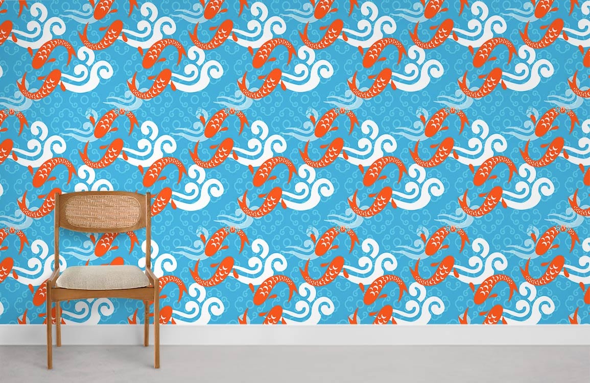 Papier Peint Mural Carpes Joueuses - Le meilleur Papier peint panoramique Sur mesure