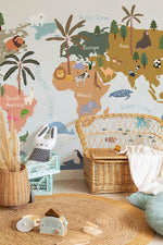 Papier Peint Mural Carte Animaux Bleus - Vignette | Mr Papier Peint