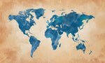 Papier Peint Mural Carte du Monde Aquarelle Bleu Vintage - Vignette | Mr Papier Peint