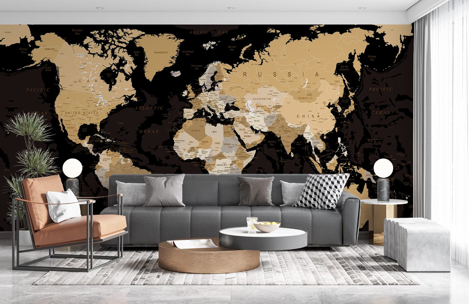 Papier peint mural carte du monde élégante - Le meilleur Papier peint panoramique Sur mesure