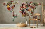 Papier peint mural carte du monde florale - Vignette | Mr Papier Peint