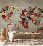 Papier peint mural carte du monde florale - Vignette | Mr Papier Peint