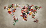 Papier peint mural carte du monde florale - Vignette | Mr Papier Peint